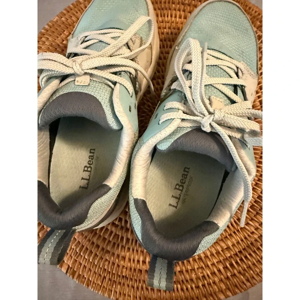 LL Bean Trail Model Waterproof Hiking Shoes Light Blue Grey Womens Low Top‎